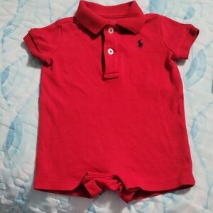 Ralph Lauren Baby Boys Cotton Polo Interlock Bodysuit Red 3 Months